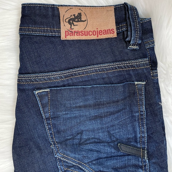 Parasuco straight leg dark wash jeans with fading and creasing detail - Picture 5 of 11